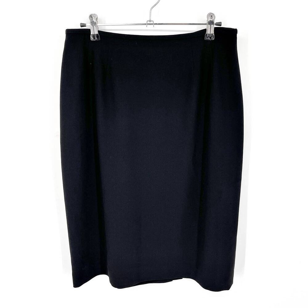 Kaspar VINTAGE Black Skirt Womens Sz 8 P Lined Pencil Back Kick Pleat Career